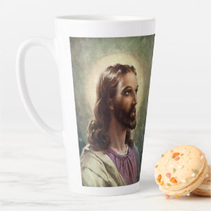Vintage Religiöse, Jesus Christus Portrait mit Hal Milchtasse