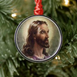Vintage Religiöse, Jesus Christus Portrait mit Hal Ornament Aus Metall