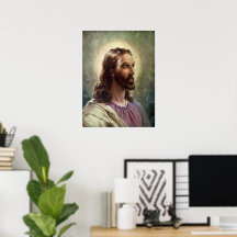 Vintage Religiöse, Jesus Christus Portrait mit Hal