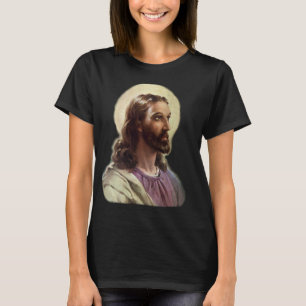 Vintage Religiöse, Jesus Christus Portrait mit Hal T-Shirt