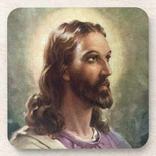 Vintage Religiöse, Jesus Christus Portrait mit Hal Untersetzer