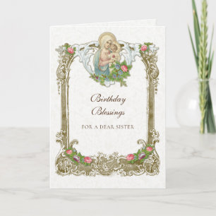 Vintage religiöse Jungfrau Maria Jesus Geburtstag Karte