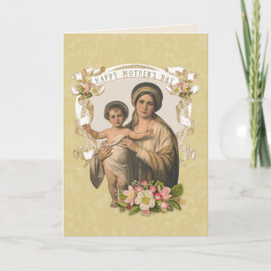 Vintage religiöse Jungfrau Maria Mütter Tag Urlaub Feiertagskarte