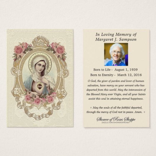 Vintage religiöse Jungfrau Mary Beerdigung katholi (Vorne & Hinten)