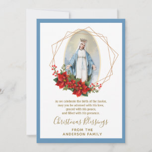 Vintage religiöse Jungfrau Mary Floral Feiertagskarte