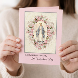 Vintage religiöse Jungfrau Mary Valentinstag Card Feiertagskarte