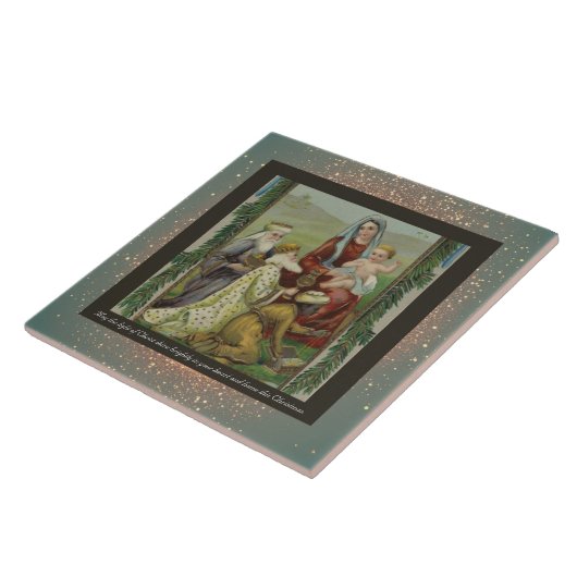 Vintage religiöse Keramik Tile + Wünsche Fliese (Seite)