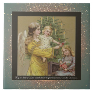 Vintage religiöse Keramik Tile + Wünsche Fliese