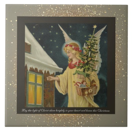 Vintage religiöse Keramik Tile + Wünsche Fliese (Vorderseite)