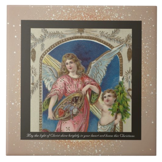 Vintage religiöse Keramik Tile + Wünsche Fliese (Vorderseite)