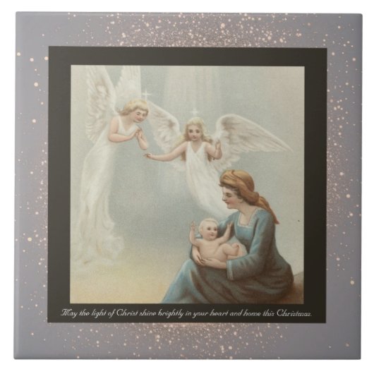 Vintage religiöse Keramik Tile + Wünsche Fliese (Vorderseite)