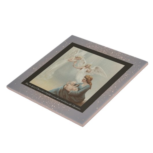 Vintage religiöse Keramik Tile + Wünsche Fliese (Seite)