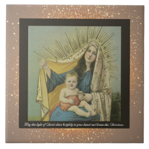 Vintage religiöse Keramik Tile + Wünsche Fliese