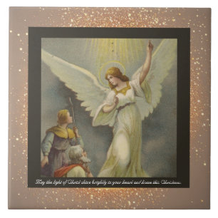 Vintage religiöse Keramik Tile + Wünsche Fliese