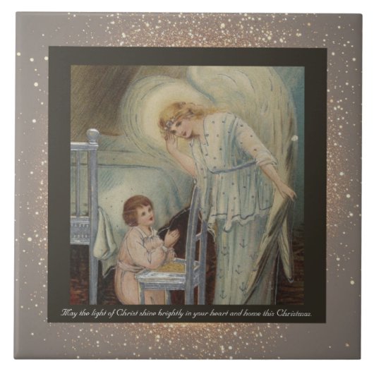 Vintage religiöse Keramik Tile + Wünsche Fliese (Vorderseite)