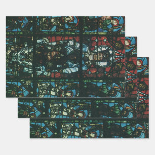 Vintage Religiöse Kirchenfenster aus festem Glas Geschenkpapier Set