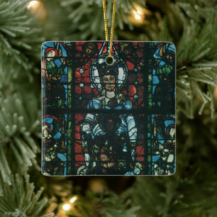 Vintage Religiöse Kirchenfenster aus festem Glas Keramikornament