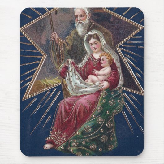 Vintage Religiöse Mary und Baby Jesus Weihnachten Mousepad (Vorne)