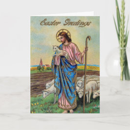 Vintage Religiöse Osterkarte, Jesus der Hirte Feiertagskarte