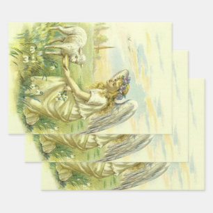 Vintage religiöse Ostern viktorianischer Engel mit Geschenkpapier Set