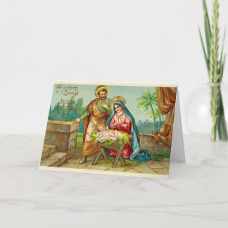 Vintage religiöse polnische Weihnachtskarte Feiertagskarte