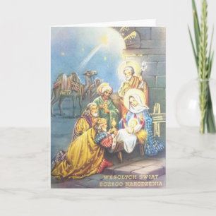 Vintage religiöse polnische Weihnachtskarte Karte
