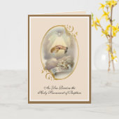 Vintage religiöse Sacrament-Taufe Erwachsene oder  Karte (Gelbe Blume)