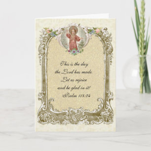 Vintage religiöse Schrift Kind Jesus floral Karte
