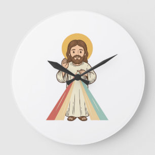 Vintage religiöse Segnung Vektor-Shirt-Design_1 Große Wanduhr