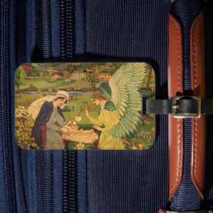 Vintage religiöse Tapestry mit dem Baby Jesus Chri Gepäckanhänger