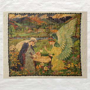 Vintage religiöse Tapestry mit dem Baby Jesus Chri Puzzle