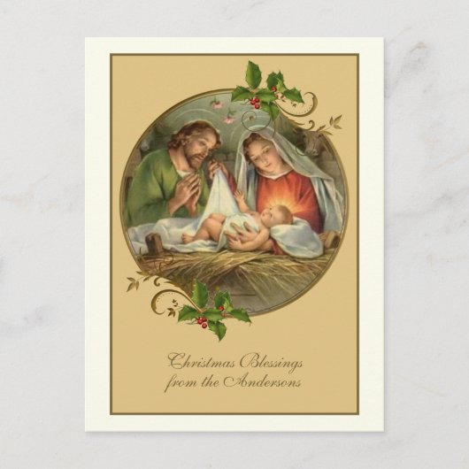 Vintage religiöse Weihnachten Jesus Mary Joseph (Vorderseite)