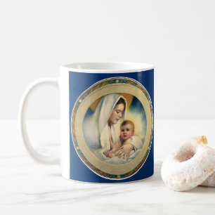 Vintage religiöse Weihnachten, Madonna und Kind Kaffeetasse