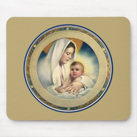 Vintage religiöse Weihnachten, Madonna und Kind Mousepad (Vorne)
