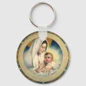 Vintage religiöse Weihnachten, Madonna und Kind Schlüsselanhänger (Rückseite)