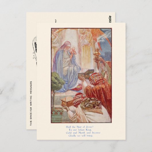 Vintage religiöse Weihnachtskarte - Weiße Männer Postkarte (Vorne/Hinten)