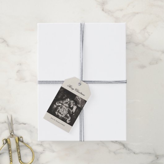 Vintage religiöse Weihnachtskrippe Christlich Geschenkanhänger (Mit Garn)