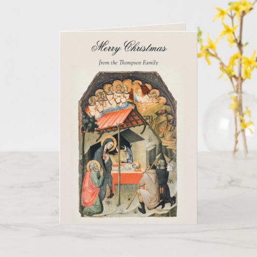 Vintage religiöse Weihnachtskrippe Christlich Karte (Gelbe Blume)