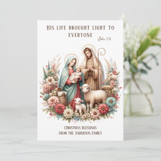 Vintage religiöse Weihnachtskrippen Feiertagskarte (Stehend Vorderseite)