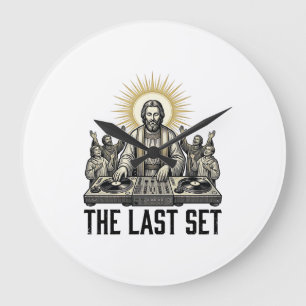 Vintage religiöser DJ The Last Set-Shirt-Design_1 Große Wanduhr