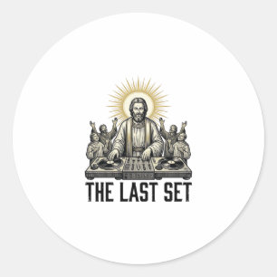 Vintage religiöser DJ The Last Set-Shirt-Design_1 Runder Aufkleber