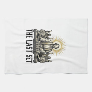Vintage-Religiöses DJ The Last Set Shirt-Design_1 Geschirrtuch