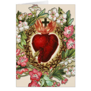 Vintage religiöses Herz Jesus floral katholisch