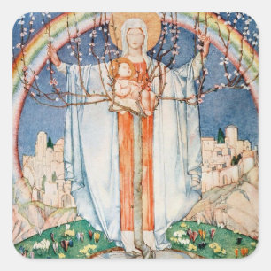 Vintage religiöses Ostern Quadratischer Aufkleber