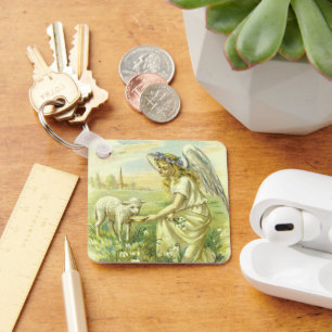 Vintage religiöses Ostern viktorianischer Engel mi Schlüsselanhänger