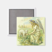 Vintage Religious Easter Victorian Angel with Lamb Magnet (Vorderseite/Rückseite)