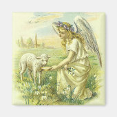 Vintage Religious Easter Victorian Angel with Lamb Magnet (Vorne)