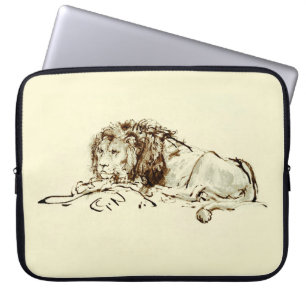 Vintage Rembrandt-Tinten-Skizze eines Löwes Laptopschutzhülle