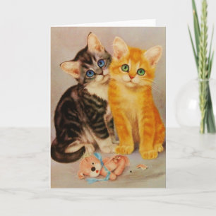 Vintage Remorful Kittens Note Card Karte