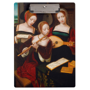 Vintage-Renaissance-Kunst: Drei Musikerinnen Klemmbrett